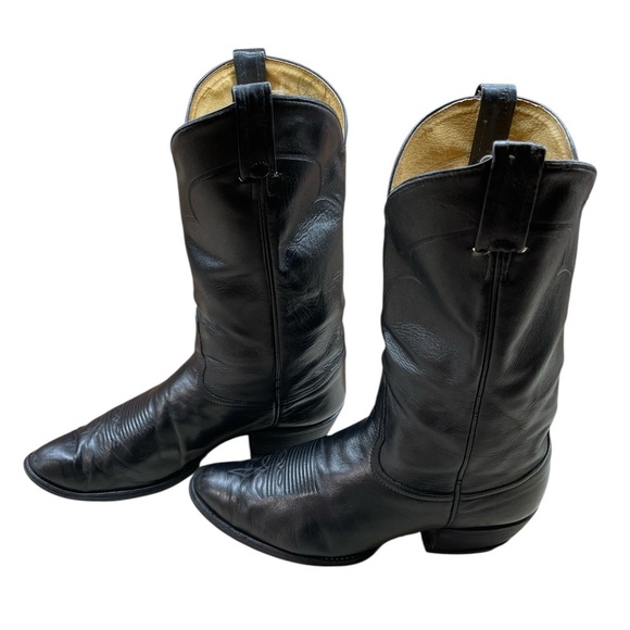Tony Lama Boots 10.5 D Leather Cowboy Men’s Style 5984 Black Vintage Shoes